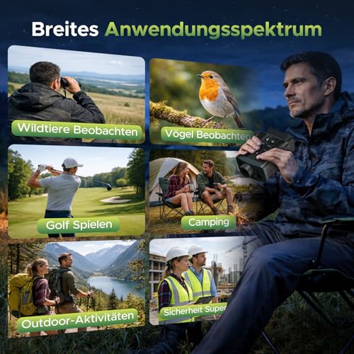 VOOPEAK Nachtsichtgerät mit Entfernungsmesser – 4K Video, 18X Digitalzoom, 5000mAh Akku, 64GB Karte, 1000m Entfernungsmesser & 600m Nachtsicht-Reichweite für Jagd, Naturbeobachtung