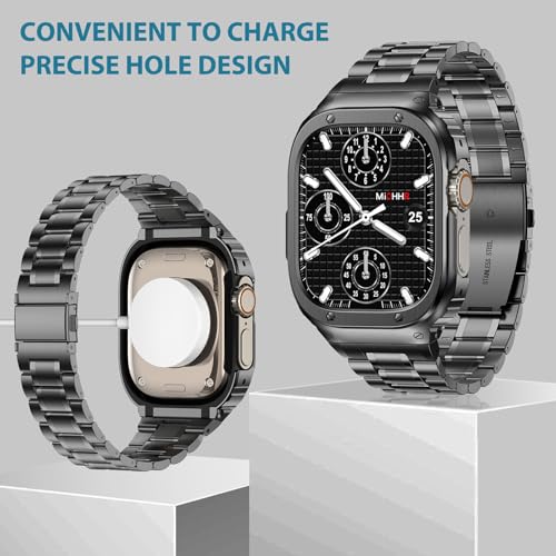 Image of MioHHR Stainless Steel Band with Case for Apple Watch Bands Ultra 3 /2 /1