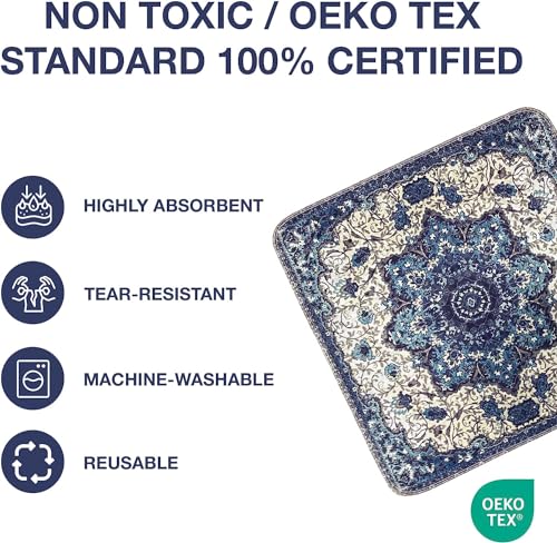 Image of PUPIBOO Washable Pee Pads for Dogs & Cats 54x 54 Super Absorbent Reusable Puppy Training Pads - 100% Waterproof, Leak-Proof, Non-Slip Pet Pads for Housebreaking, Whelping & Indoor Floor Protection