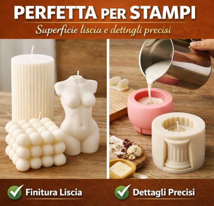 Generico Cera di Soia per Candele Kerax 4120 per Stampi – 100% Naturale Vegetale – Ideale per Candele Decorative e Fai da Te – Alta Resa Profumo – qualità Professionale Candle Making – 5 kg