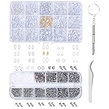 Komplettes Brillen Reparatur Set mit 1100 Stück Micro Brillenschrauben und 150 Paare Nasenpads, Optiker Werkzeug Schrauben für Brillen mit Schraubendreher Pinzette für Uhren Sonnenbrillen Reparatur