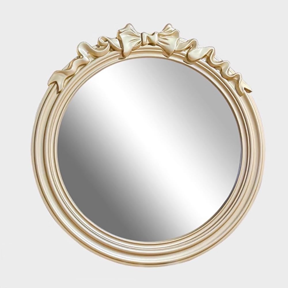 SXFSDOU Wall Mirror Baroque Style, 24 * 24in Decorative Mirror, Wooden Framed Bathroom Vintage Round Vanity for Bedroom, Bathroom, Living Room, or Entryway Hanging Mirror(60 * 60cm/24 * 24in