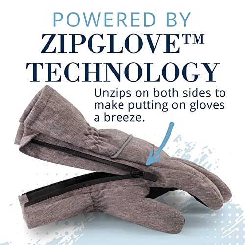 Andy & Evan Kids' Waterproof Snow Gloves Winter Gloves Side Zippers Touchscreen Ski Snowboard Sledding W/Warm Fleece Palms, Grey, Size 7-8 #TOP1