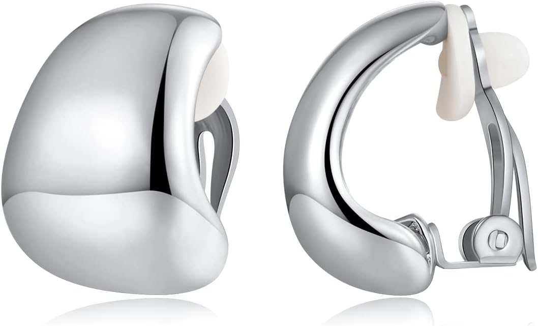 MUYAN Dainty Chunky Clip On Earrings for Women Multiple Styles Gold Silver Retro Clip Earrings