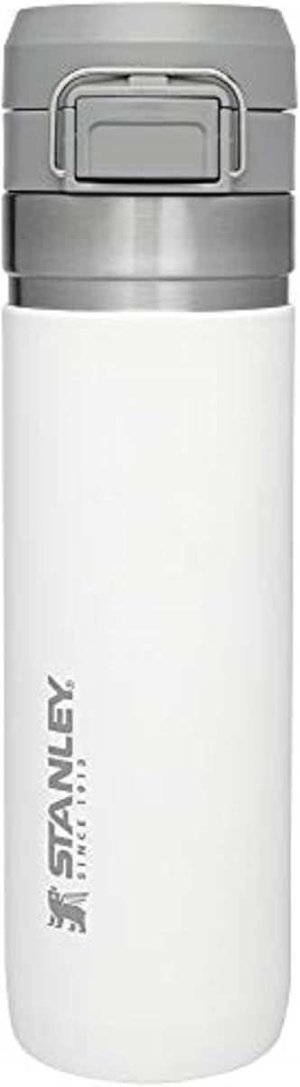 Botella Quick Flip GO, 24 oz, polar | Tapa con botón | Empacable para viajes y deportes | Botella de agua a prueba de fugas | Acero inoxidable aislado | Sin BPA
