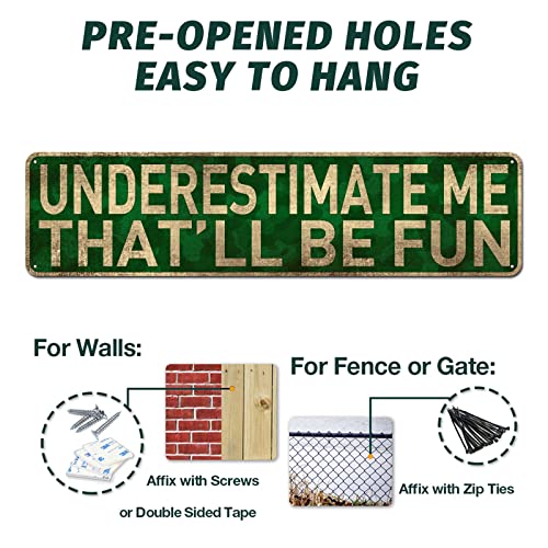 Civotil Underestimate Me That'll Be Fun - Motivational Wall Art - Inspirational Gifts For Men - Funny Sayings - Entrepreneur Office Wall Art & Decor - Positive Quotes Shop Mural Sign 4" X 16" #TOP2