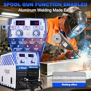 Reboot 6-in-1 Multi-Process Welding Machine 210A – MIG Gas/Gasless, Lift TIG DC, Stick MMA, Spot Welding, Spool Gun Ready – IGBT Inverter with Synergic Mode – 240V for Workshop Farm DIY