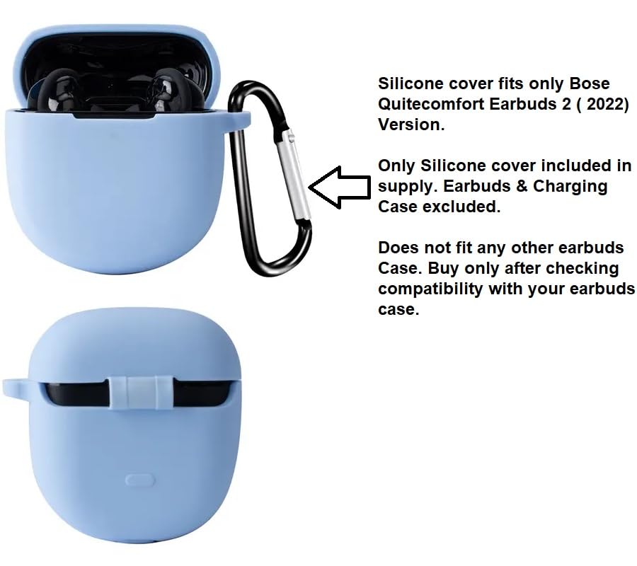 Image of Silicone case Cover Compatible with Bose QuiteComfort Earbuds 2 Cover, Bose quitecomfort Ultra case (Earbuds & Charging case not Included) Light Blue