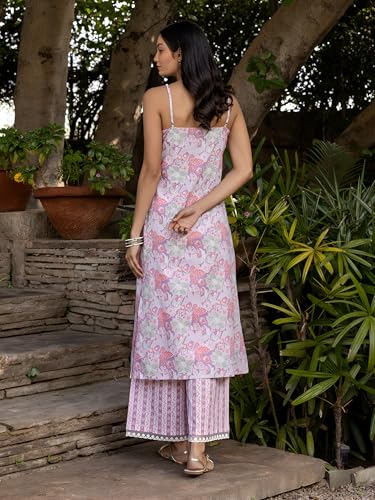 Image of Yashika Women's Cotton Blend Trendy Regular Fit Solid Printed Kurti with Stright Bottom |Kurti Set for Women