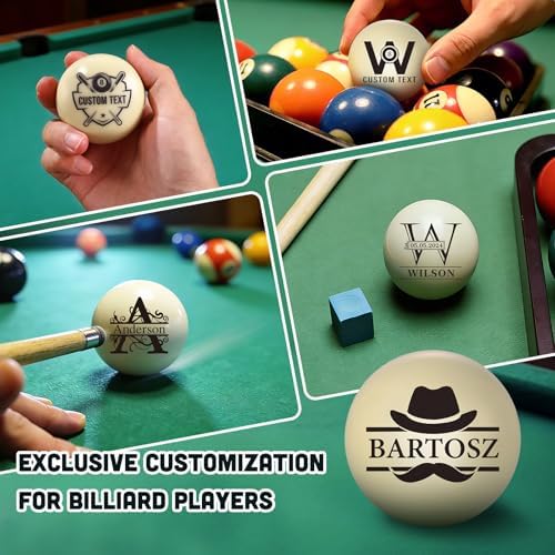 Personalized Billiard Ball – Custom Engraved Pool Ball with 35 Design Options, Resin Cue Ball with Custom Text, Monogram, Logo, or Name – Gift for Pool Players, Father’s Day, Weddings, Birthdays - 4