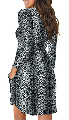 Image of LONGYUAN Womens Long Sleeve Dresses Casual Loose Fit Swing Dress Hide Belly with Pockets