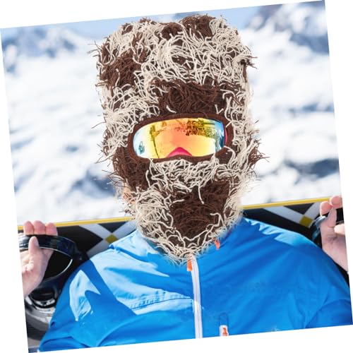 Máscara de esquí de tejido camuflado con pelo para hombre y mujer, protector facial completo, resistente al viento, ropa exterior miniatura 5