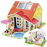 Casita con piscina y baño de madera Puzzle 3D