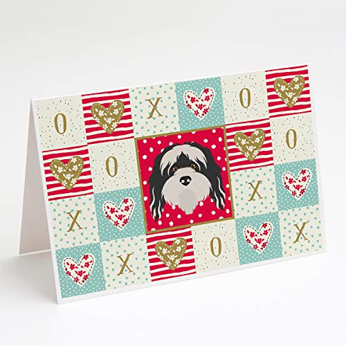 Caroline's Treasures CK5241GCA7P Tibetan Terrier Love Greeting Cards and Envelopes Pack of 8, Red Blank Cards with Envelopes Whimsical A7 Size 5x7 Blank Note Cards