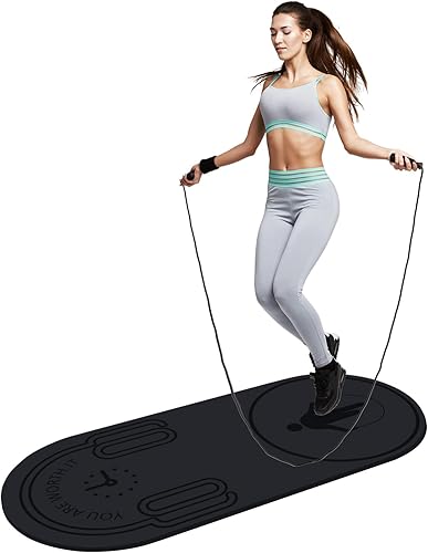 Tapete de cuerda de saltar de 8201.181 in, tapete de ejercicio duradero, antideslizante, tapete de entrenamiento con cuerda de saltar y bolsa de