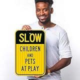 Sigo Signs Langsame Kinder und Haustiere am Spiel-Zeichen Federal 12 x18 3M Prismatic Engineer Grade Reflective Aluminium für die Außen- oder Innen