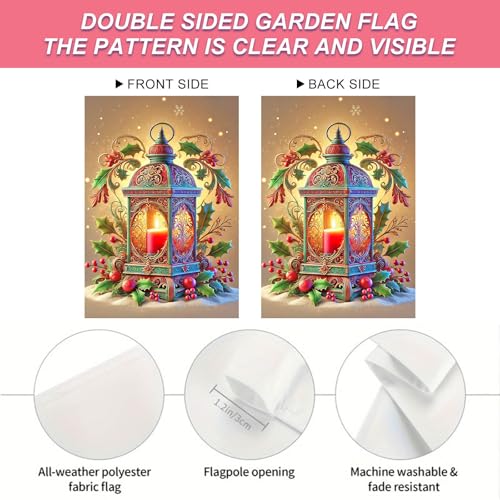 Image of BlissYard Christmas Garden Flag 12x18 Inch Lantern Holly Yard Decor
