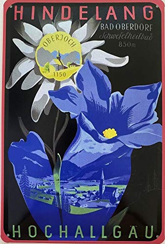 Deko7 tabliczka blaszana 30 x 20 cm Hindelang Hochallgäu