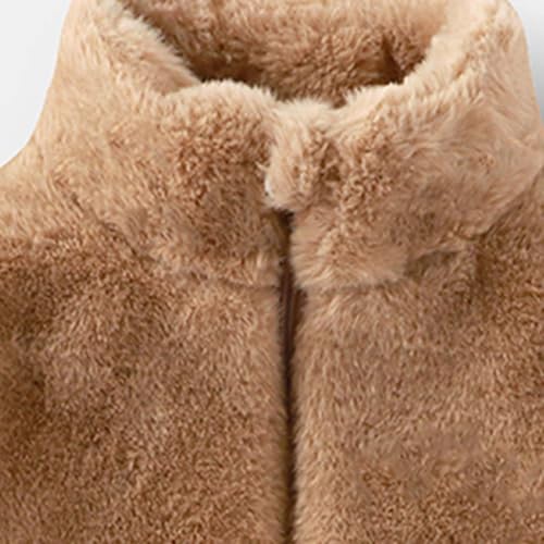 High Neck Coat for Boys Girls Full Zip Fluffy Plush Fleece Thick Jacket with Pockets Winter Warm Casual Comfy Outwear4