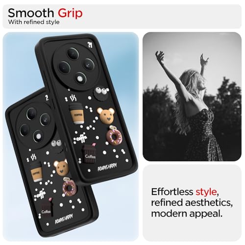 Image of Pikkme Back Cover for Oppo F27 5G | Cute Fun Cartoon 3D Bear Silicone Full Body Protection Bumper Cover (Black)