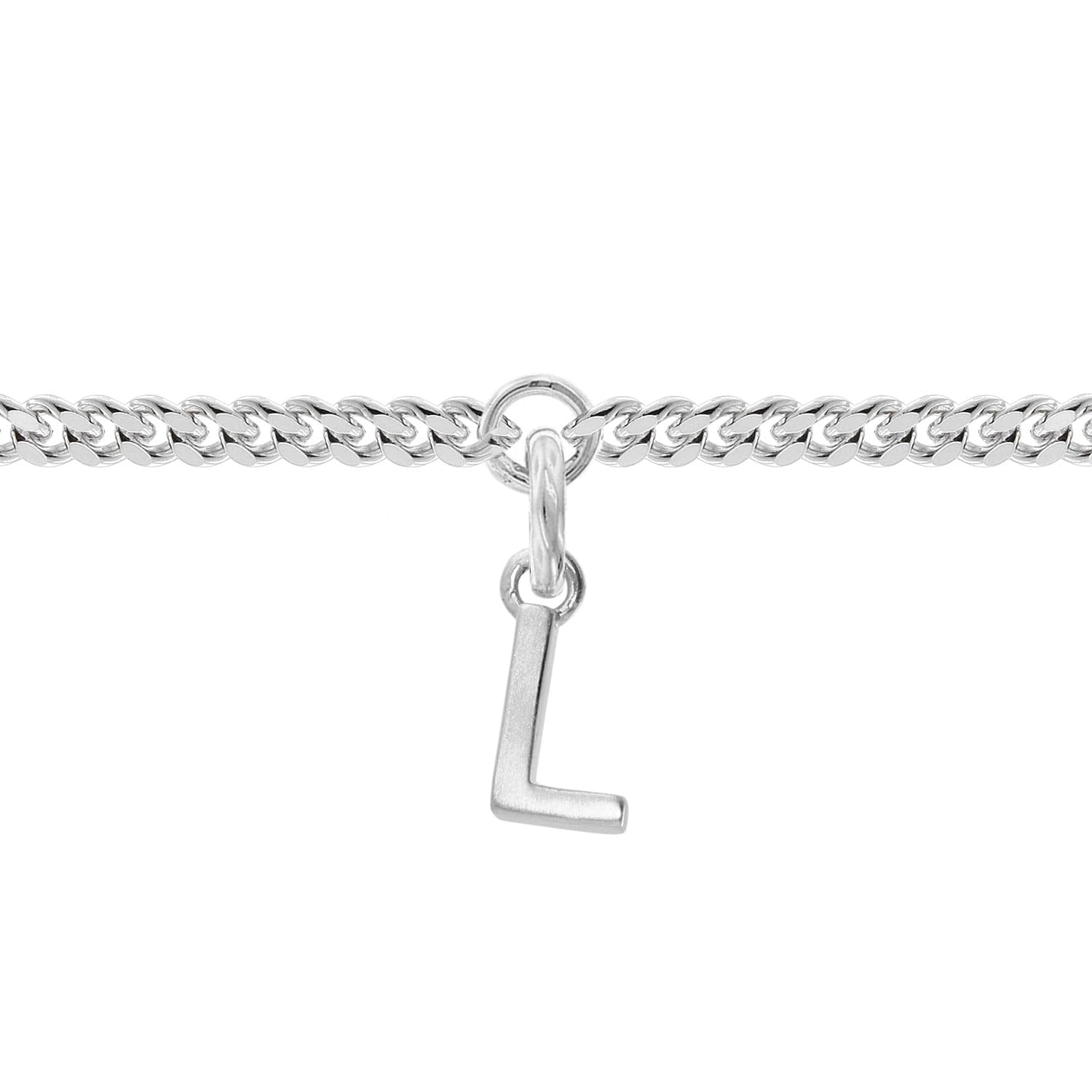 trendor Bracciale da ragazza con lettera L, argento 925, rodiato, 21590-L | Bracciale a maglia piatta con taglio a diamante, elegante bracciale per giovani donne,
