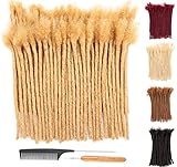 DAIXI 0.8cm Thickness #27 Blonde 8 Inch 60 Strands 100% Real Human Hair Dreadlock Extensions for Man/Women Full Head Handmade Permanent loc Extensions Bundles Can Be Dyed Bleached Curled Twisted