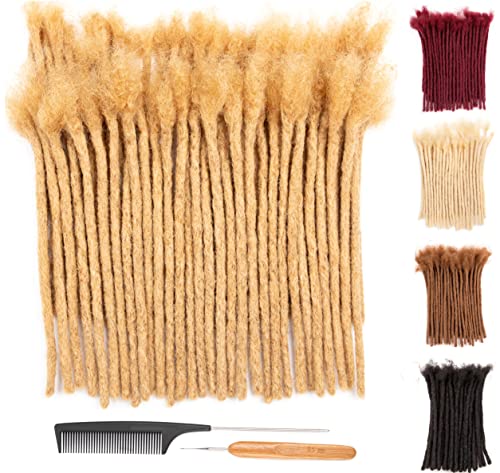 DAIXI 0.8cm Thickness #27 Blonde 8 Inch 60 Strands 100% Real Human Hair Dreadlock Extensions for Man/Women Full Head Handmade Permanent loc Extensions Bundles Can Be Dyed Bleached Curled Twisted