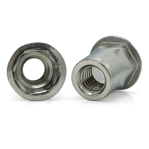 Miniatura 3 de M6-1.0 Tuerca remachadora de cabeza de perfil bajo hexagonal métrico, acero inoxidable 18-8 (25)