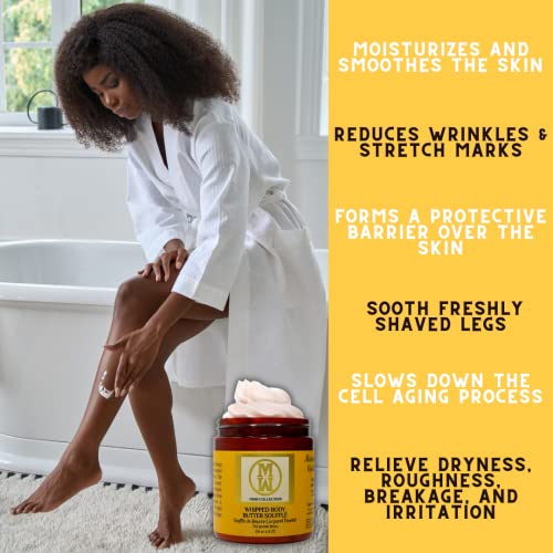 Omm Collection Natural Whipped Body Butter Soufflé For Dry & Sensitive Skin - Whipped Shea Butter Infused By Vitamin E & A, Mango Butter & Cacao Butter - Hydrating & Moisturizing - Vegan #TOP1