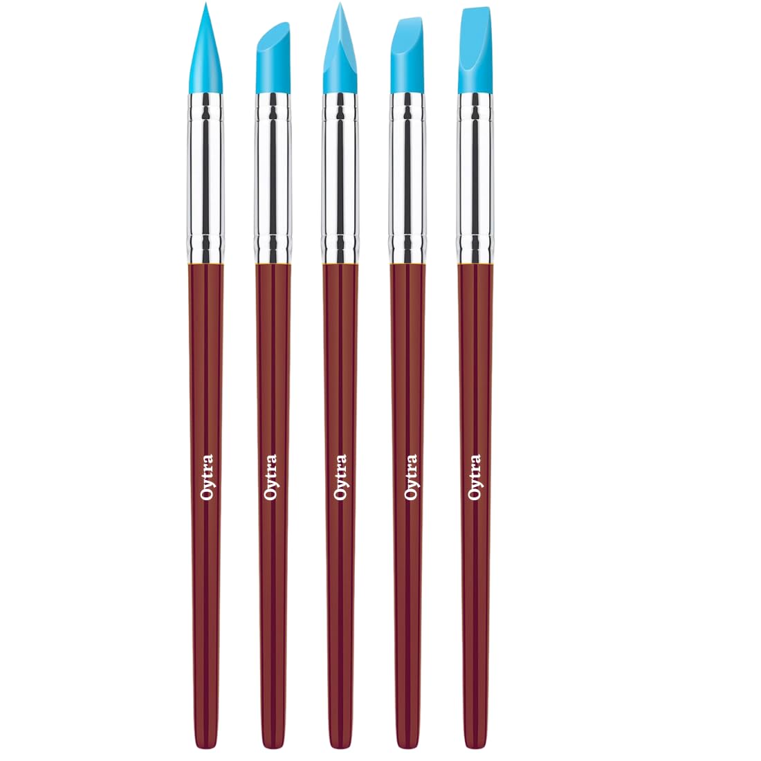 Oytra 5 Pcs Shaper Pens 7mm Chisel Tips Silicone Brushes Sculpture Pottery Clay Shaping Carving Tool Kitchen Cooking and Baking Tools Medium Brown-image-10