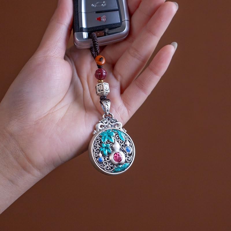Breloczek do Samochodu Pure Silver Gourd Keychain Pendant Peace Men And Women Jewelry, Personalized Car Ornaments Backpack
