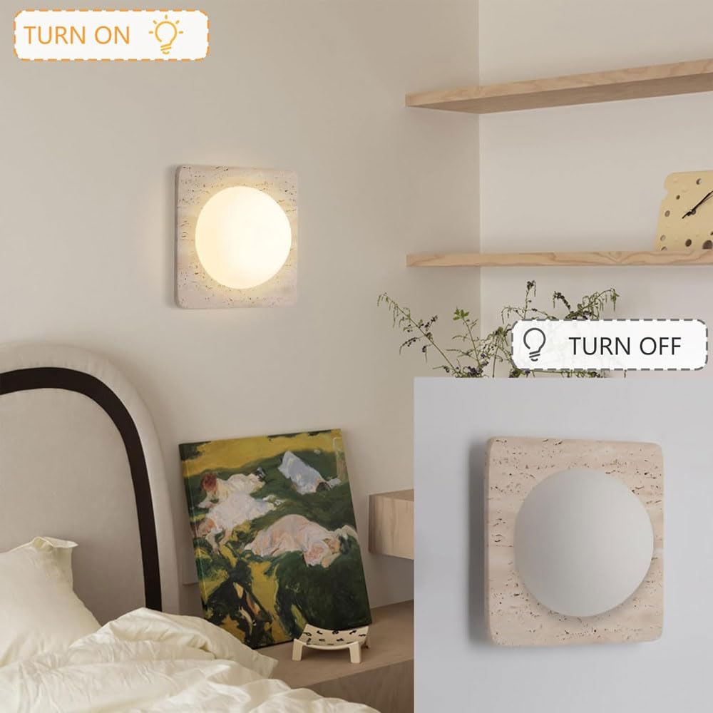 Aplique de pared travertino amarillo con fuente luz G4