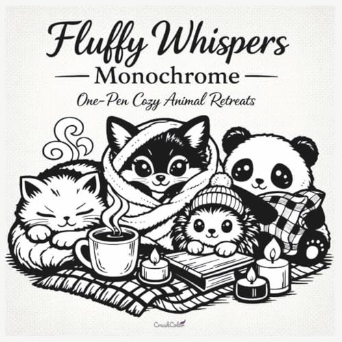 Fluffy Whispers Monochrome: One-Pen Cozy Animal Retreats