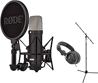 Vista 1 de Rode NT1 Signature Series Large-Diaphragm Condenser Microphone (Black) Bundle with MS-5230F Tripod Microphone Stand with Fixed Boom and Polsen