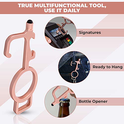 No Touch Door Opener Tool with Stylus | Keysmart Touchless Screen Door Opener | Premium Germ Key | Clean Key | Easy Press Hand Tool | Brass Rose Gold | Black - [1pc] Home Improvement - Thumbnail 6
