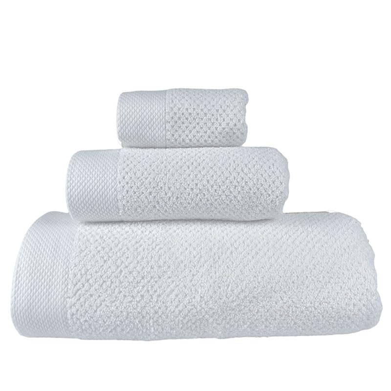Rufino Díaz Juego Toallas 3 Piezas 630 gr/m2 Munique 100% Algodón (Blanco) - Tejido absorvente, Suave y Resistente - para baño, SPA, Piscina