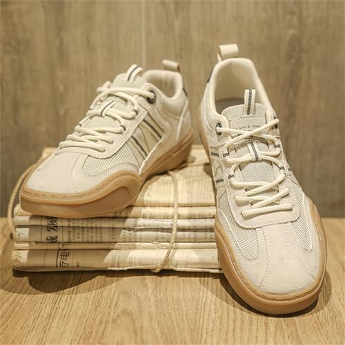 Mens Fashion Breathable Mesh Leather Lace Up Sneakers Casual Low Top Soft Beef Tendon Non Slip Sole Walking Driving Daily Shoes4