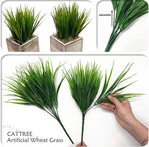 Cattree Artificial Wheat Grass, Plastic Plants Shrubs Bushes Fake Green Leaves Wedding Indoor Outdoor Home Garden Verandah Kitchen Office Table Centerpieces Arrangements Christmas Decoration 5 Pcs #TOP7