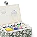 Sewing Basket with Sewing Kit Accessories, Sewing Basket Organizer for Adults, Beginners, Large, Green White Flower
