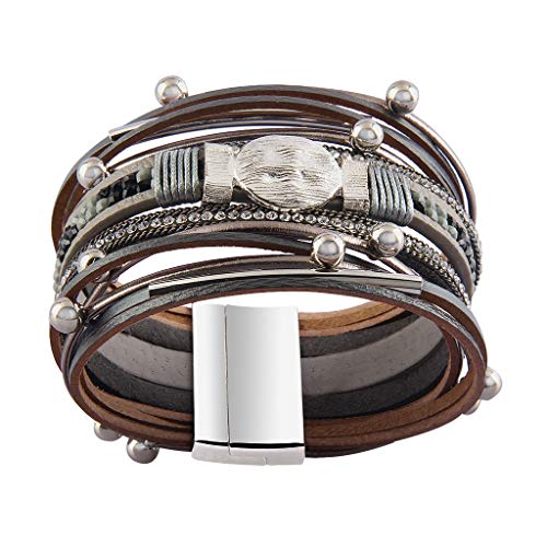 Jeilwiy Boho Leather Wrap Cuff Bracelet Leather Layered Bracelet Womens Leather Cuff Bracelet Infinity Wrap Bracelet Boho Bangles Bracelets For Women,Girls, Mother,Wife Lovers Friend Gifts #TOP7