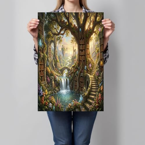 Tableau decoratif intisse cascade pour masquer un mur vide et illuminer le salon