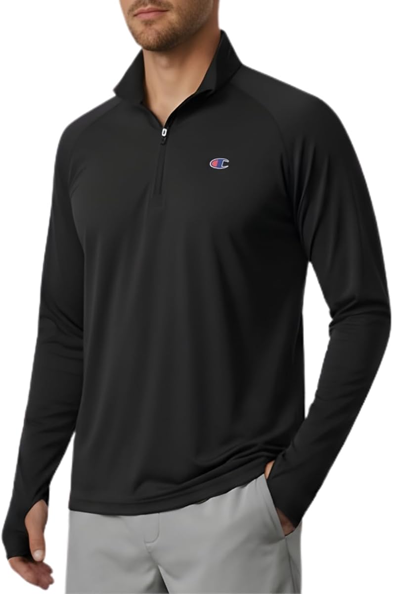 Men's Quarter-Zip Pullover Sun Shirt UPF 50+ Long Sleeve Rashguard | UPF 50+ Sun Protection, Quick Dry, Quarter-Zip, Moisture-Wicking,Pullover Shirt, Lightweight, Breathable, Golf & Fishing