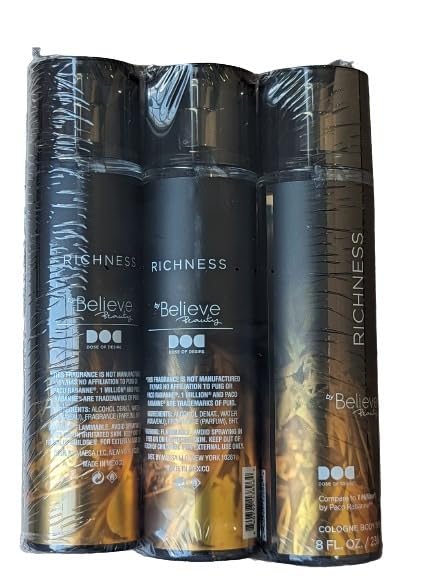 Richness by Believe Beauty Inspired by Men's 1 Million Fragrance Body Mist (3 Pk) Dose of Desire