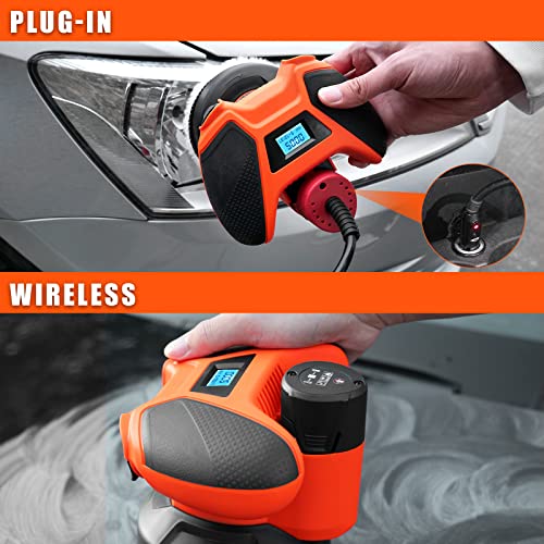 Buffer Polisher - Cordless Buffer Polisher For Car With Gamepad Handle Touch,12V 2.0Ah&Cigarette Lighter Socket Battery, 6 Variable Speed 5000Rpm, Cordless Car Buffer Polisher For Car Waxing/Polishing #TOP3