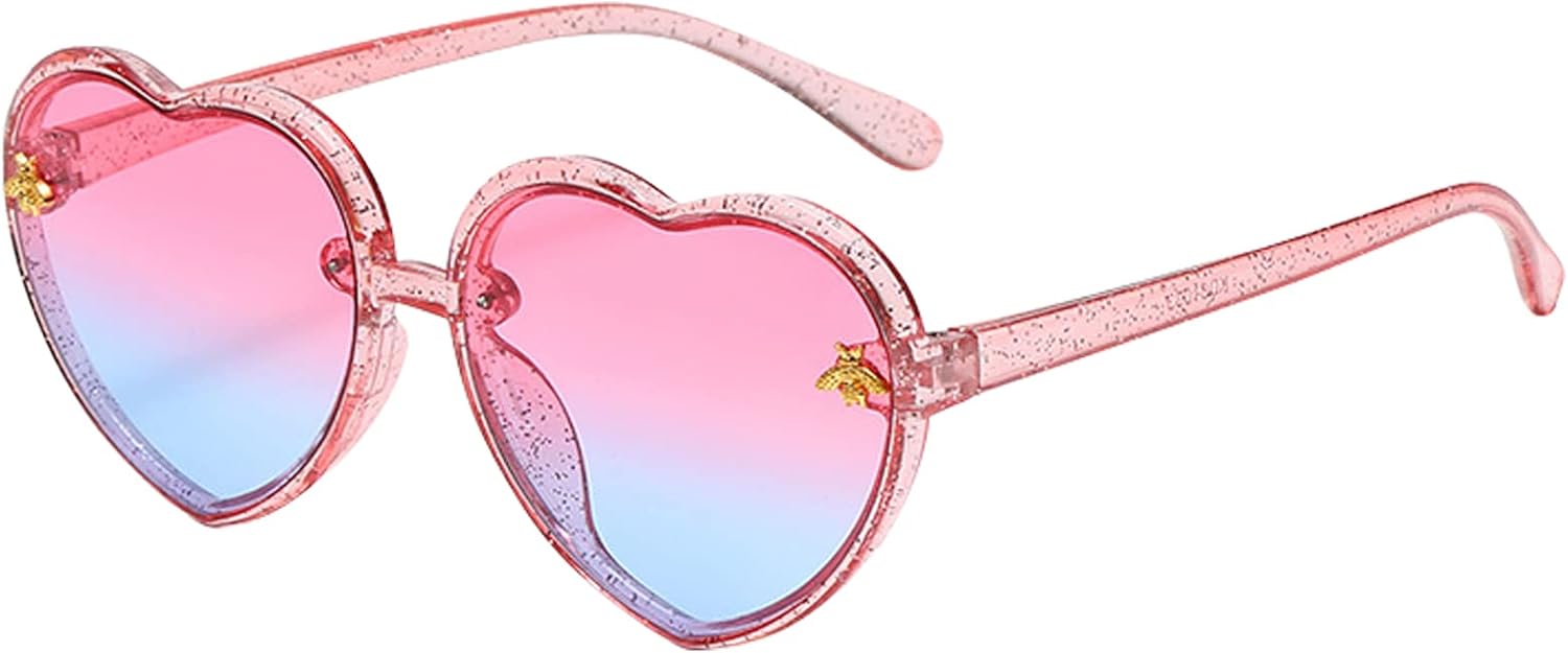 Kids Heart Shaped Sunglasses for Toddler Girls Age 3-10 Cute Fashion UV400 Protection（Purple frame gradient powder） : Clothing, Shoes & Jewelry