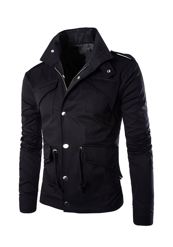 Men's Fashion New Military Casual Jacket Zip Button Coat