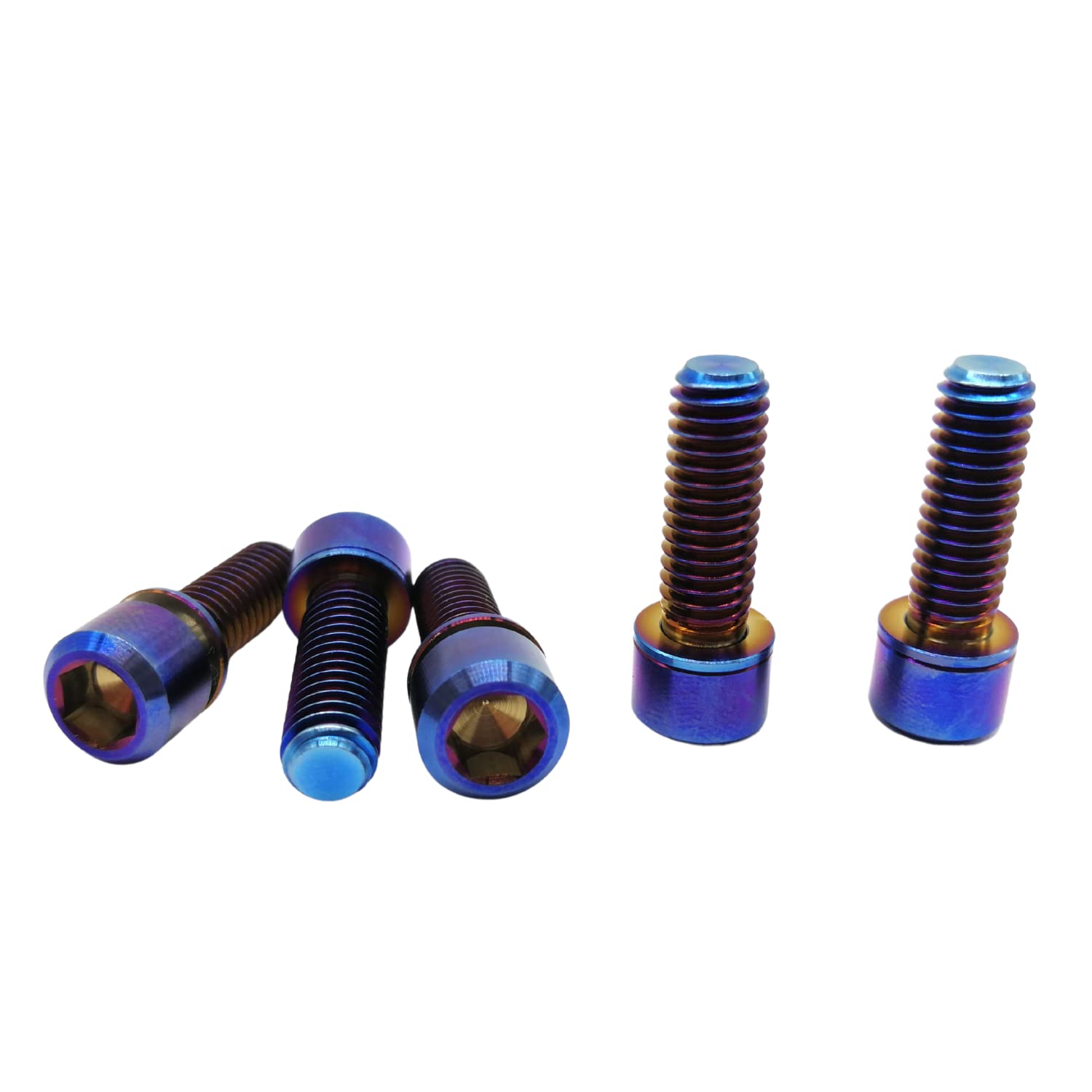 RISON Titanium M5x16mm Bike Bolts - Gold Allen Hex Screws With Washers 5PCS