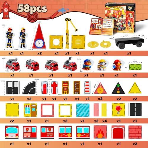 GobiDex 58-Piece Fire Truck Magnetic Tile Set - 19.99 w/ Code + 50% Off Code TP320821 - image 7