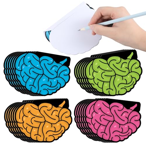 Image of AmazingSpark 24 Pcs 600 Sheets Brain Shaped Notepads Set Colorful Portable Memo Pads 5 x 3.75 Inches Thick Waterproof Cover & Blank Pages, Fun Novelty Stationery for School Office Gifts