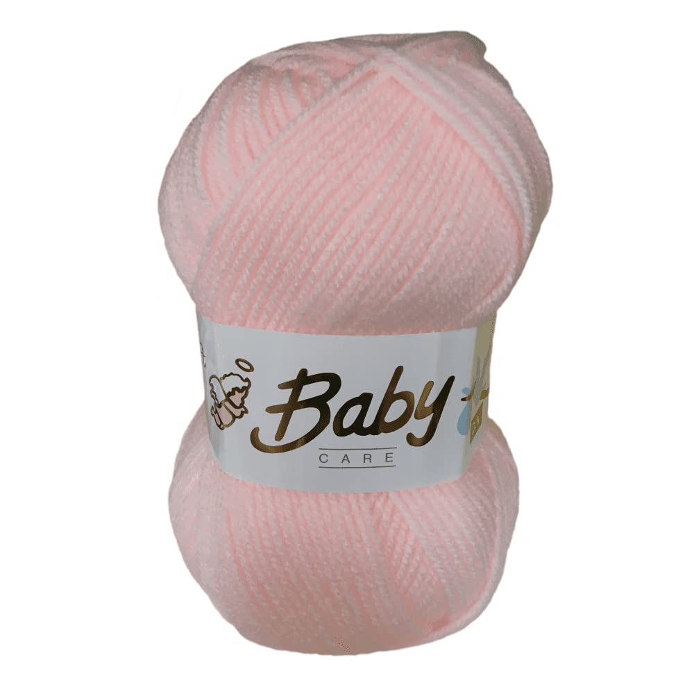 WoolCraft Baby Care DK Knitting & Crochet Yarn, Popular Range of Beautifully Soft Baby Yarn Available in a Selection of Shades, 100% Acrylic, 300 Metres, 100g Balls, Pack of 5, Peach
